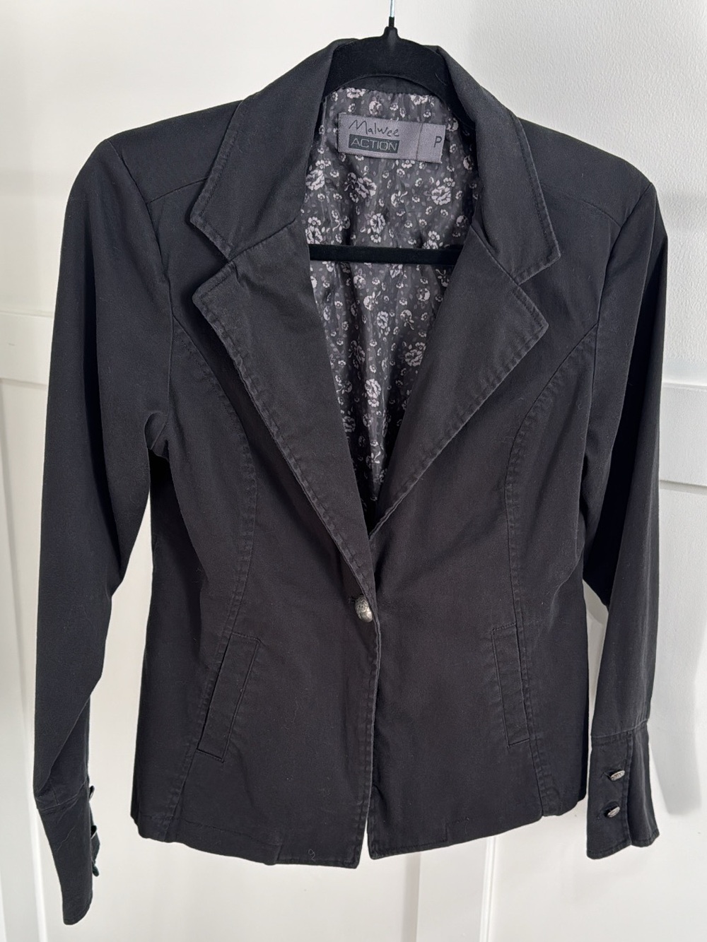 Black Women's Single-Button Blazer with Floral Lining